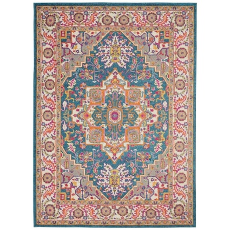 Palacedesigns 5 x 7 ft. Teal & Pink Medallion Area Rug - Teal Pink - 5' x 7' PA3647752